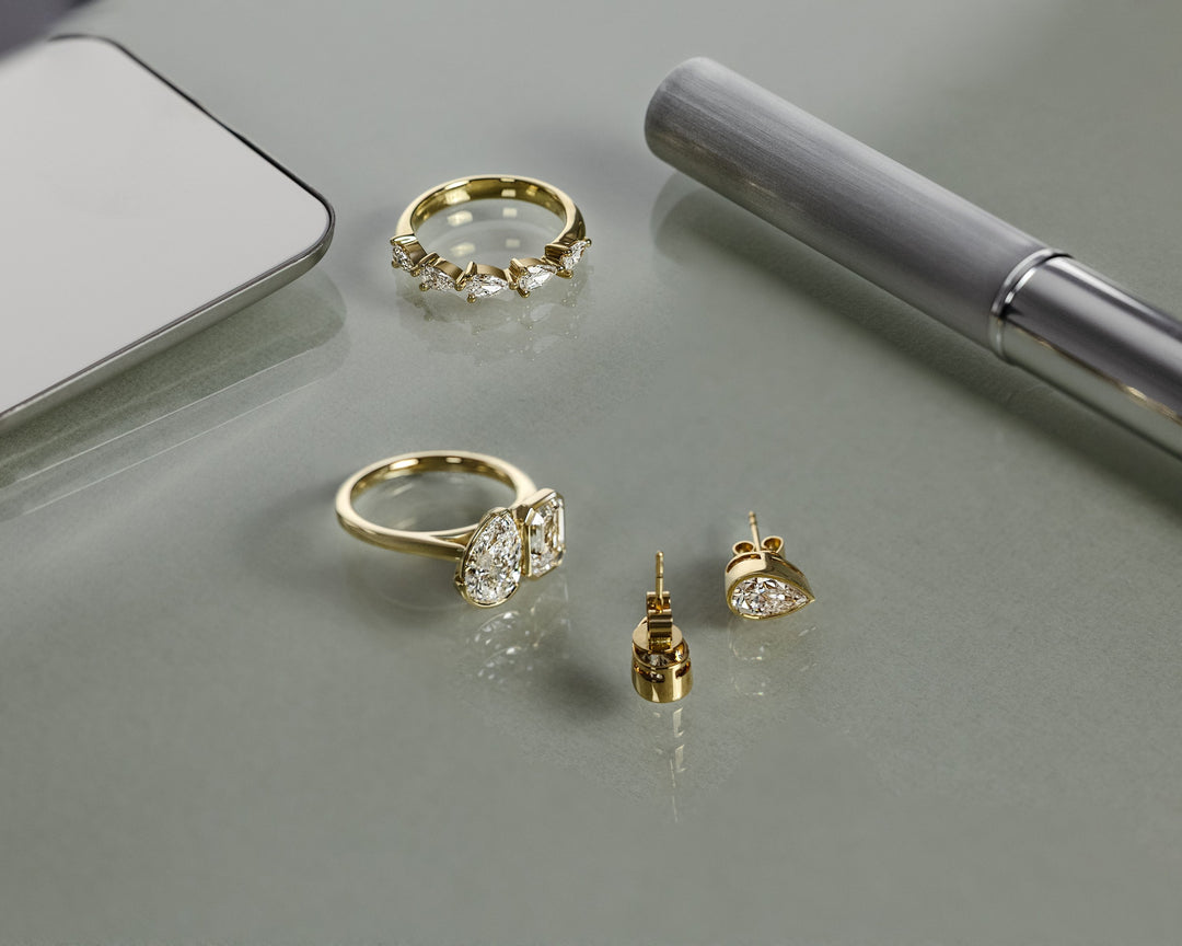 1 CT Pear Cut Moissanite Diamond Bezel Stud Earrings