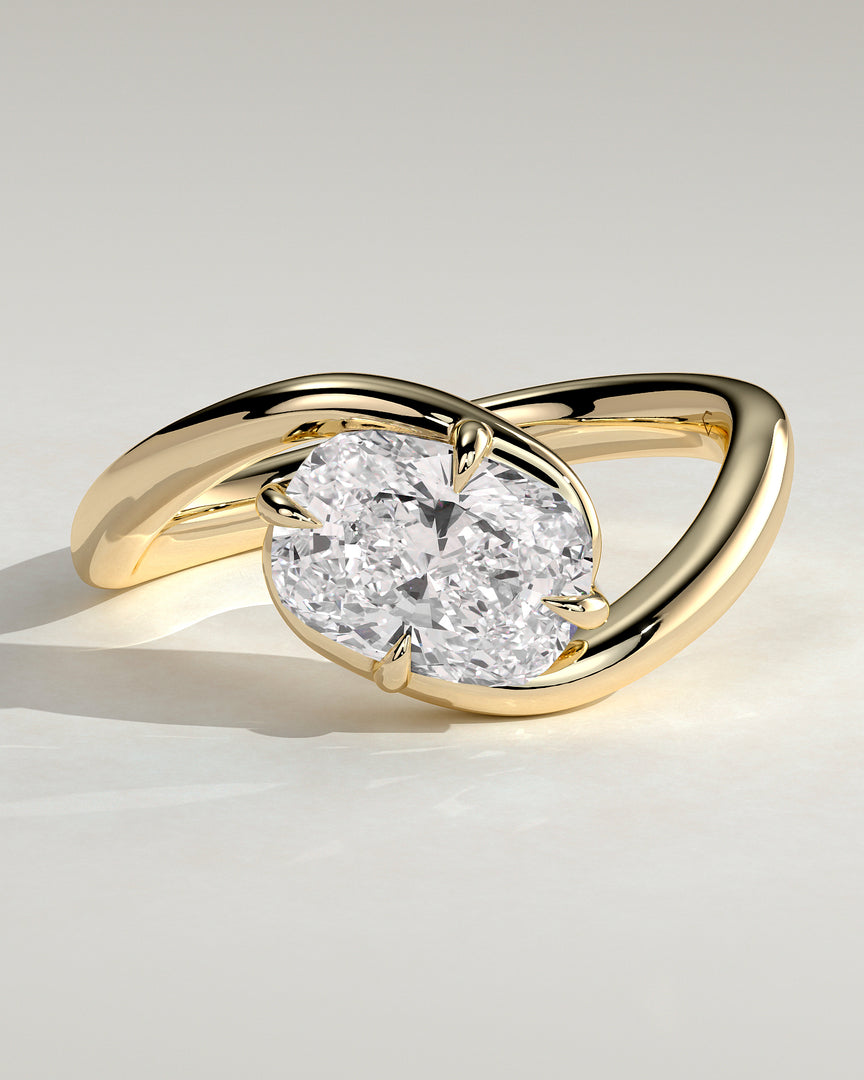2 CT Elongated Cushion Cut Bypass Engagement Ring - Moissanite Diamond
