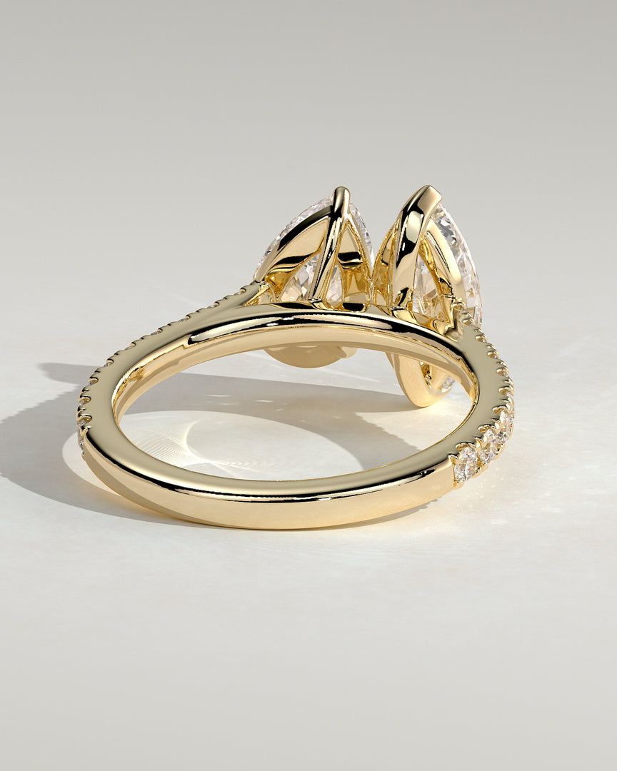 2 CT Marquise and Pear Cut Pave Engagement Ring - Moissanite Diamond
