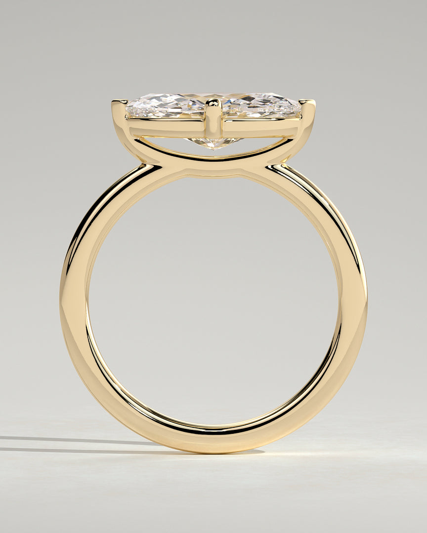 2 CT East West Marquise Cut Solitaire Engagement Ring - Moissanite Diamond