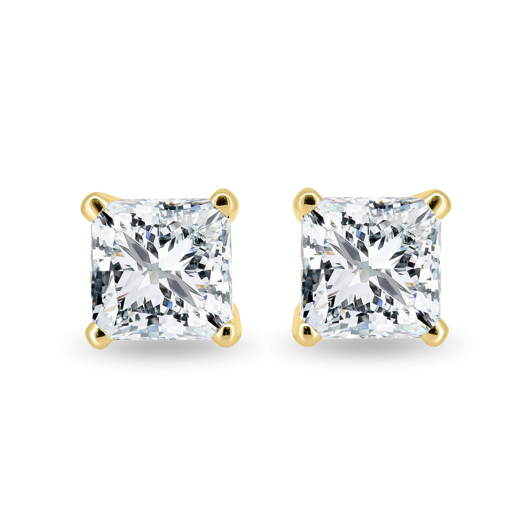 1 CT Princess Cut Moissanite Diamond Stud Earrings