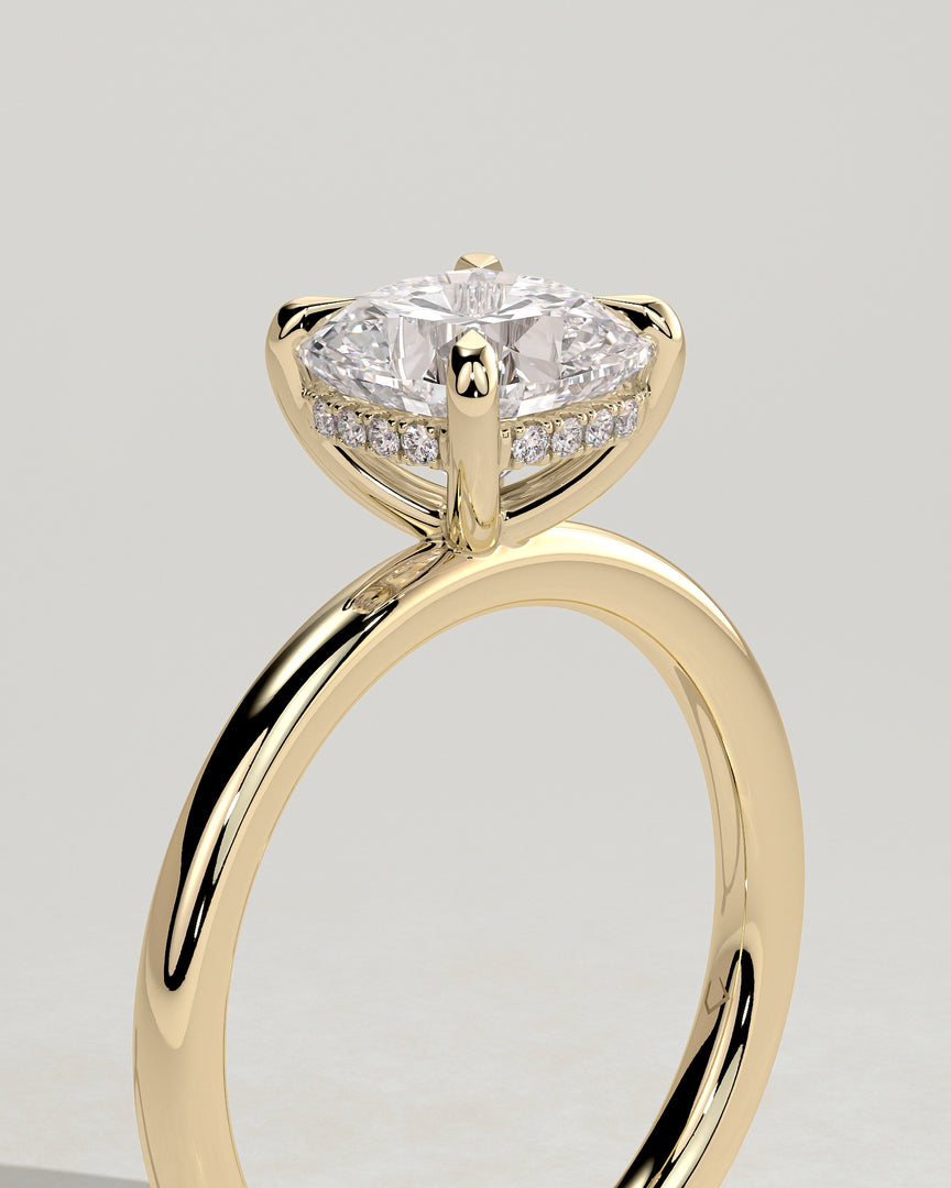 2 CT Cushion Cut Hidden Halo Engagement Ring - Moissanite Diamond