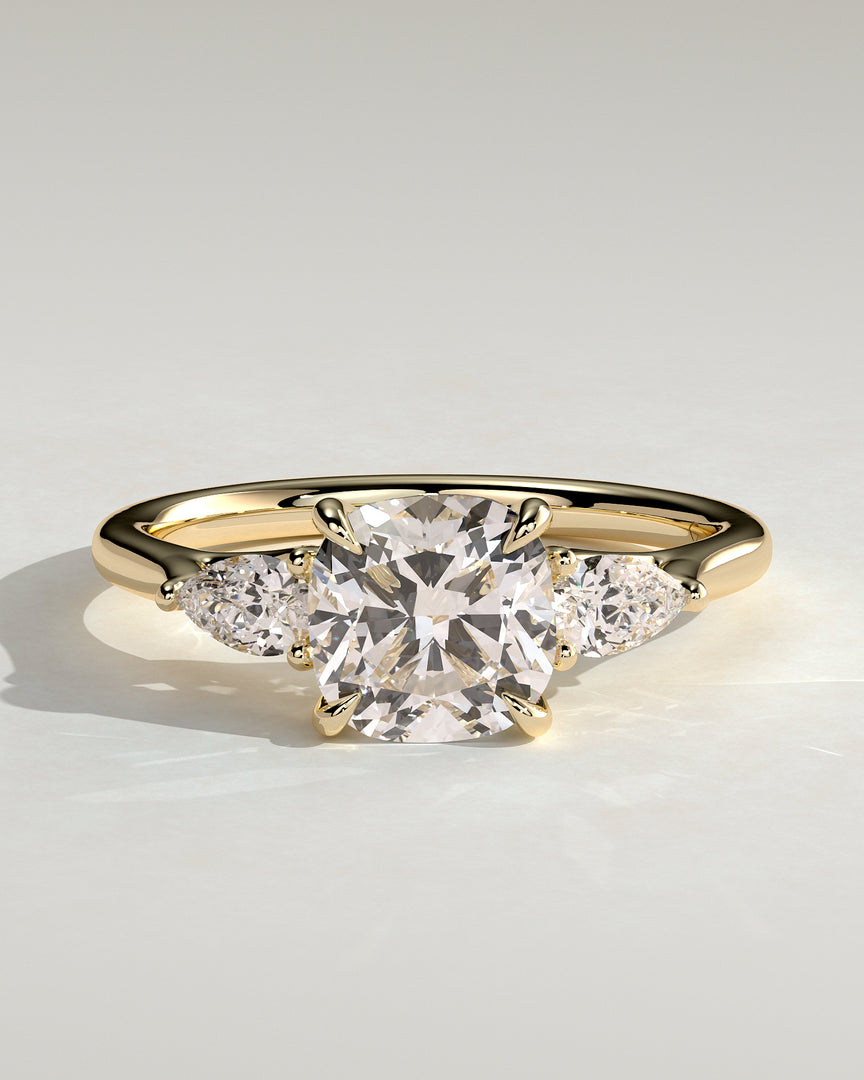 2 CT Cushion Cut Three Stone Engagement Ring - Moissanite Diamond