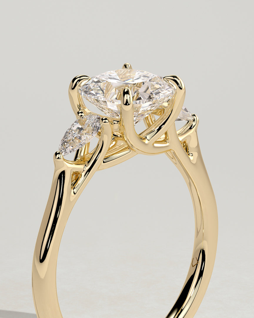 2 CT Cushion Cut Three Stone Engagement Ring - Moissanite Diamond