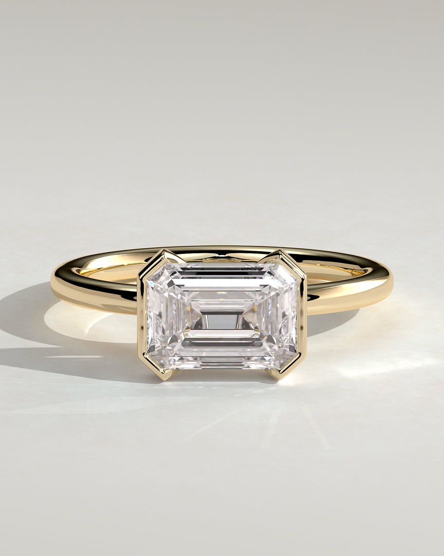 2 CT East-West Emerald Cut Engagement Ring - Moissanite Diamond