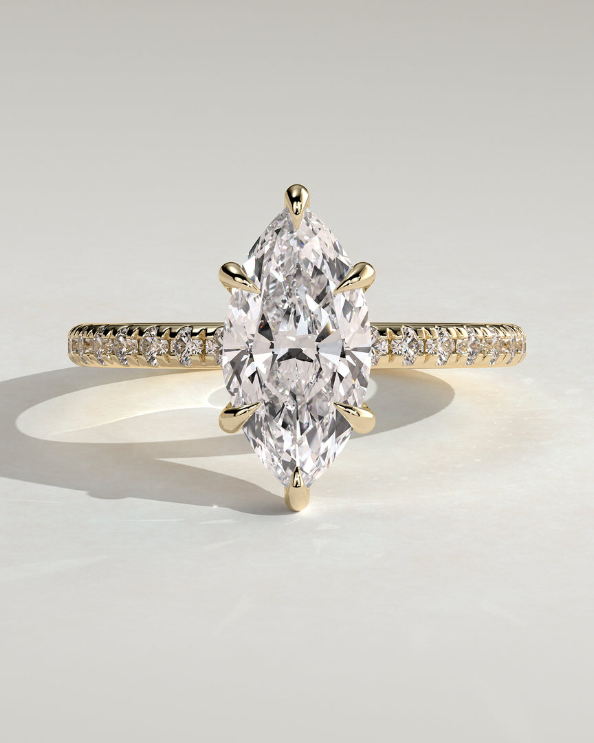 2 CT Marquise Cut Six Prong Pave Engagement Ring - Moissanite Diamond