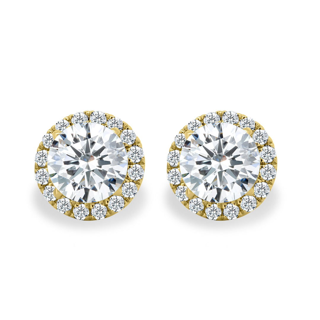 1 CT Round Cut Moissanite Diamond Halo Stud Earrings