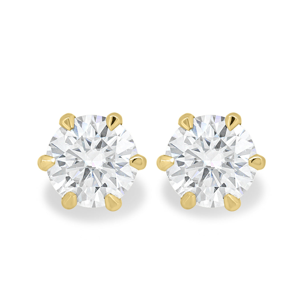 1 CT Round Cut Moissanite Diamond Six Claw Stud Earrings