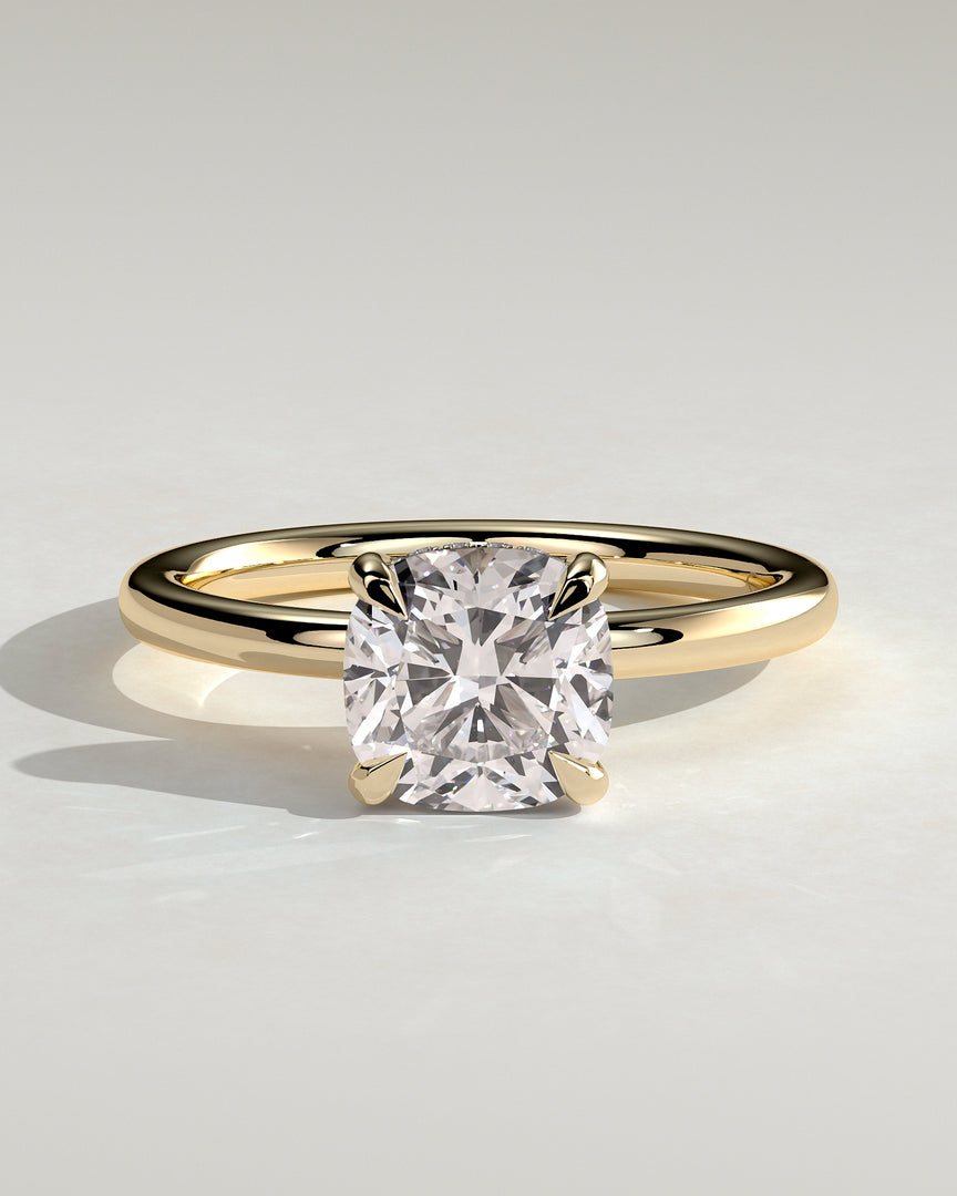 2 CT Cushion Cut Hidden Halo Engagement Ring - Moissanite Diamond