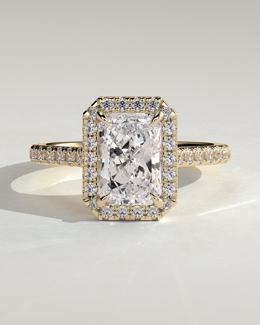 2 CT Radiant Cut Halo Engagement Ring - Moissanite Diamond