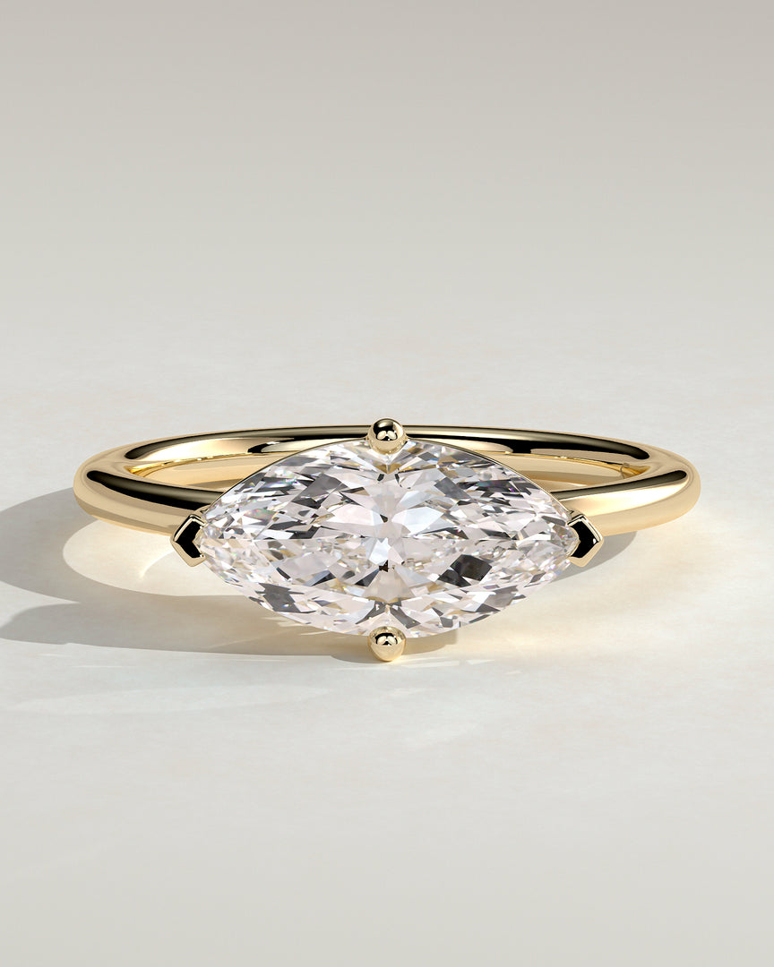 2 CT East West Marquise Cut Solitaire Engagement Ring - Moissanite Diamond