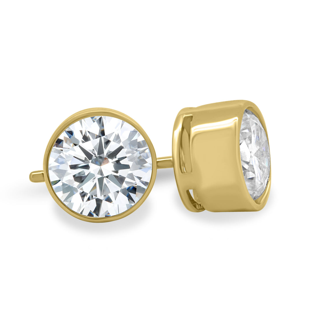 1 CT Round Cut Moissanite Diamond Bezel Stud Earrings