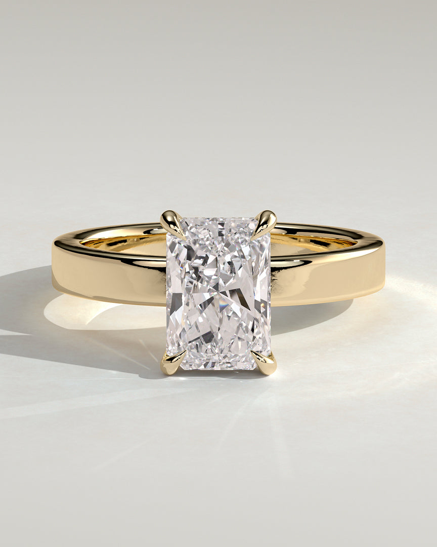2 CT Radiant Cut Cigar Engagement Ring - Moissanite Diamond