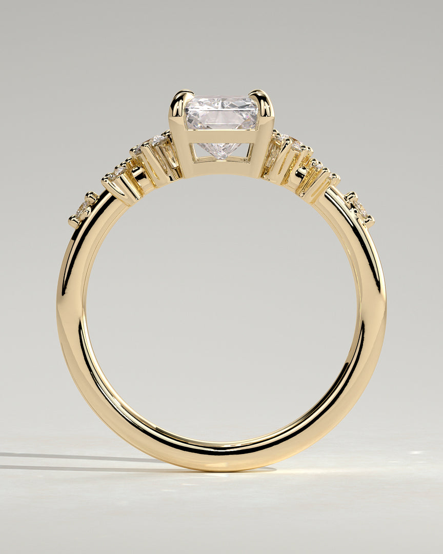 2 CT Radiant Cut Cluster Engagement Ring - Moissanite Diamond
