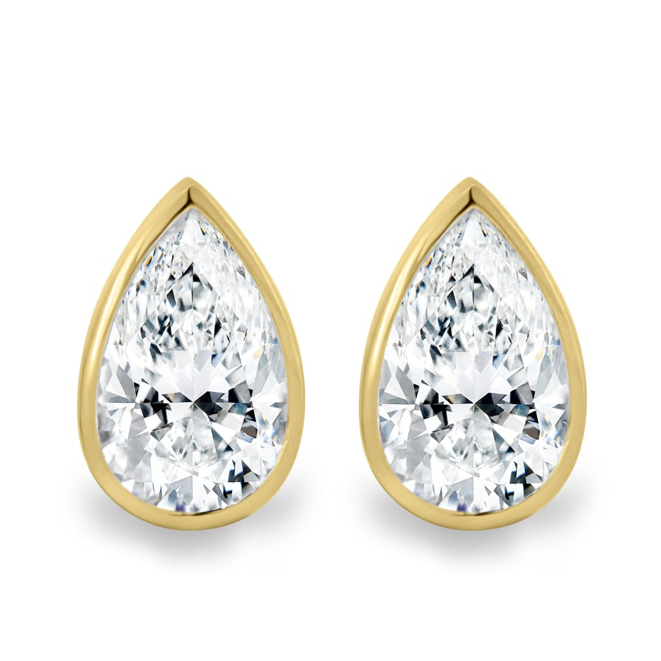 1 CT Pear Cut Moissanite Diamond Bezel Stud Earrings