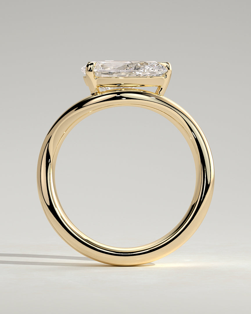 2 CT East-West Pear Cut Engagement Ring - Moissanite Diamond