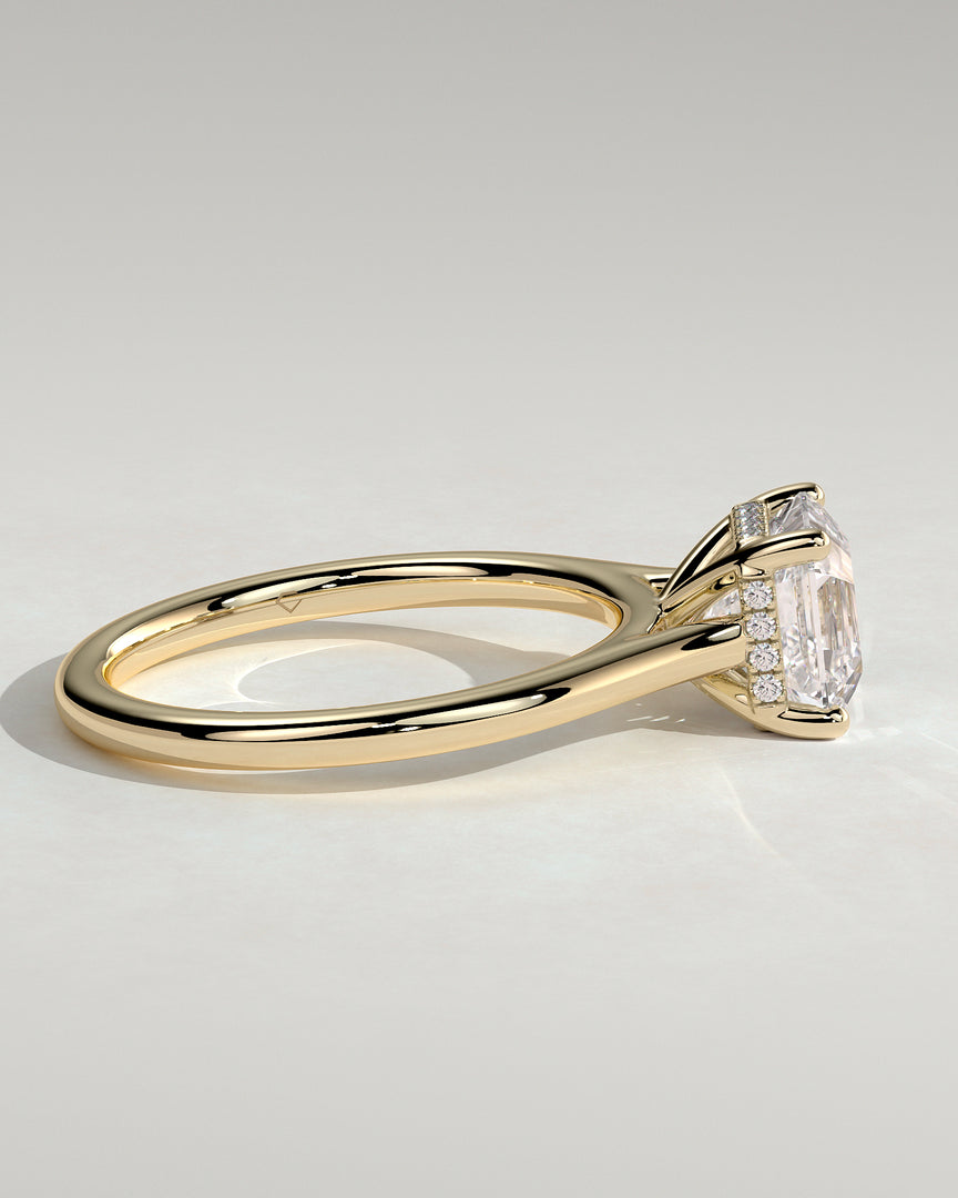 2 CT Asscher Cut Hidden Halo  Engagement Ring - Moissanite Diamond