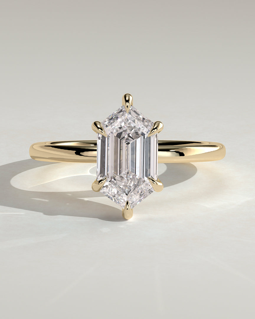 2 CT Elongated Hexagon Cut Six Prong Solitaire Engagement Ring - Moissanite Diamond