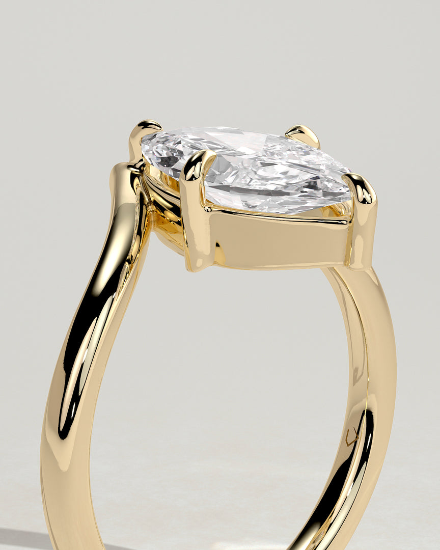 2 CT Marquise Cut V Band Engagement Ring - Moissanite Diamond