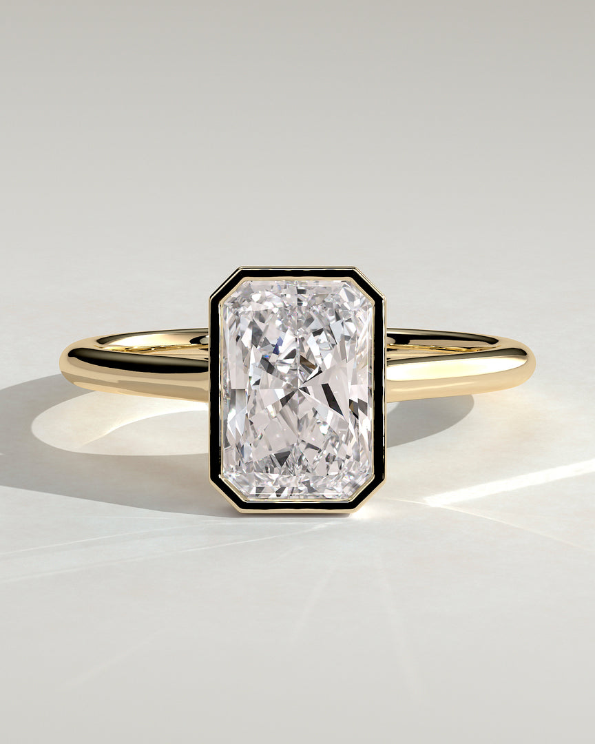 2 CT Radiant Cut Bezel Engagement Ring - Moissanite Diamond