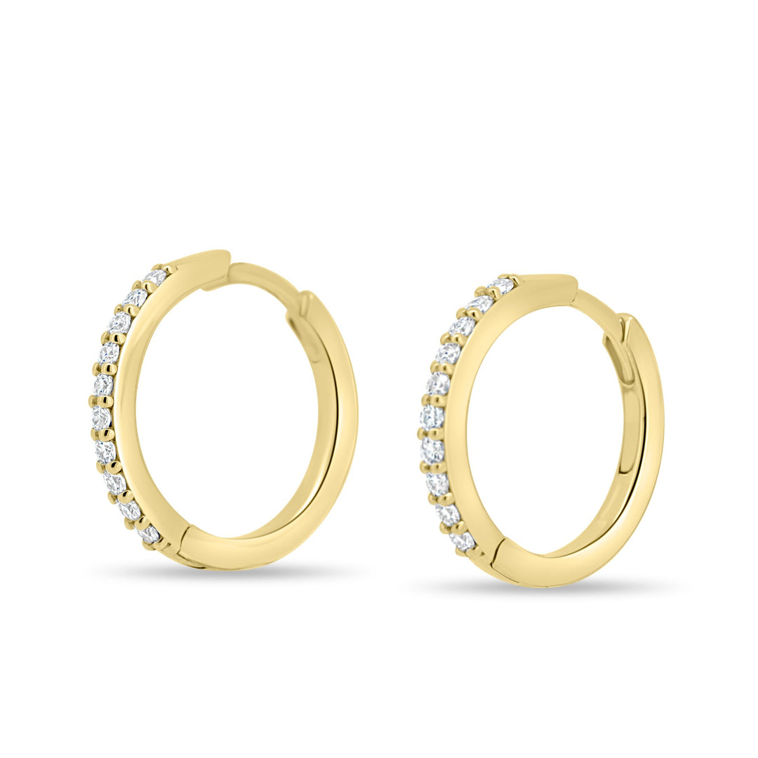 Round Cut Moissanite Diamond Huggie Hoops Earrings