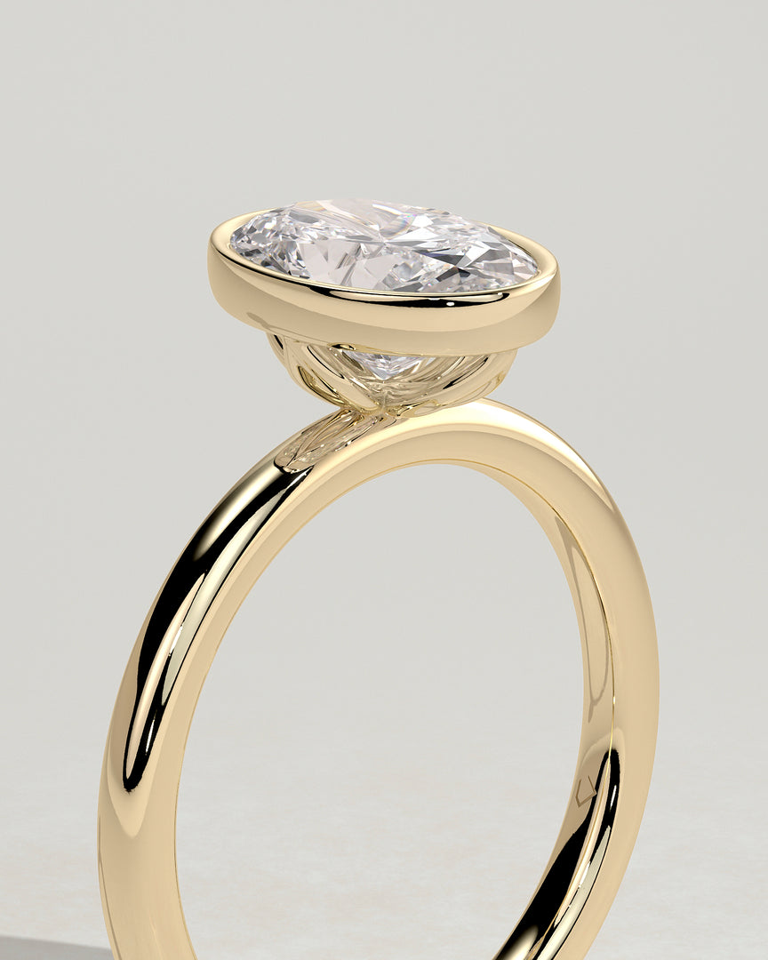 2 CT Oval Cut Bezel Engagement Ring - Moissanite Diamond