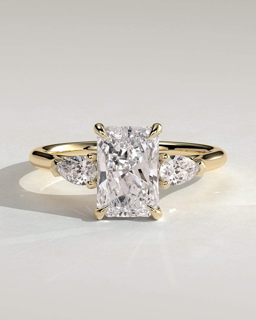 2 CT Radiant Cut Three Stone Engagement Ring - Moissanite Diamond
