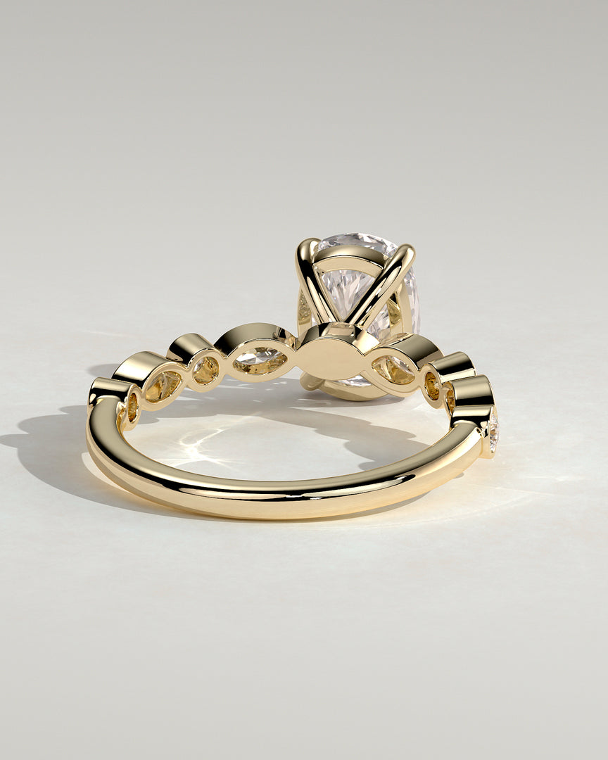 2 CT Cushion Cut Bezel Pave Engagement Ring - Moissanite Diamond