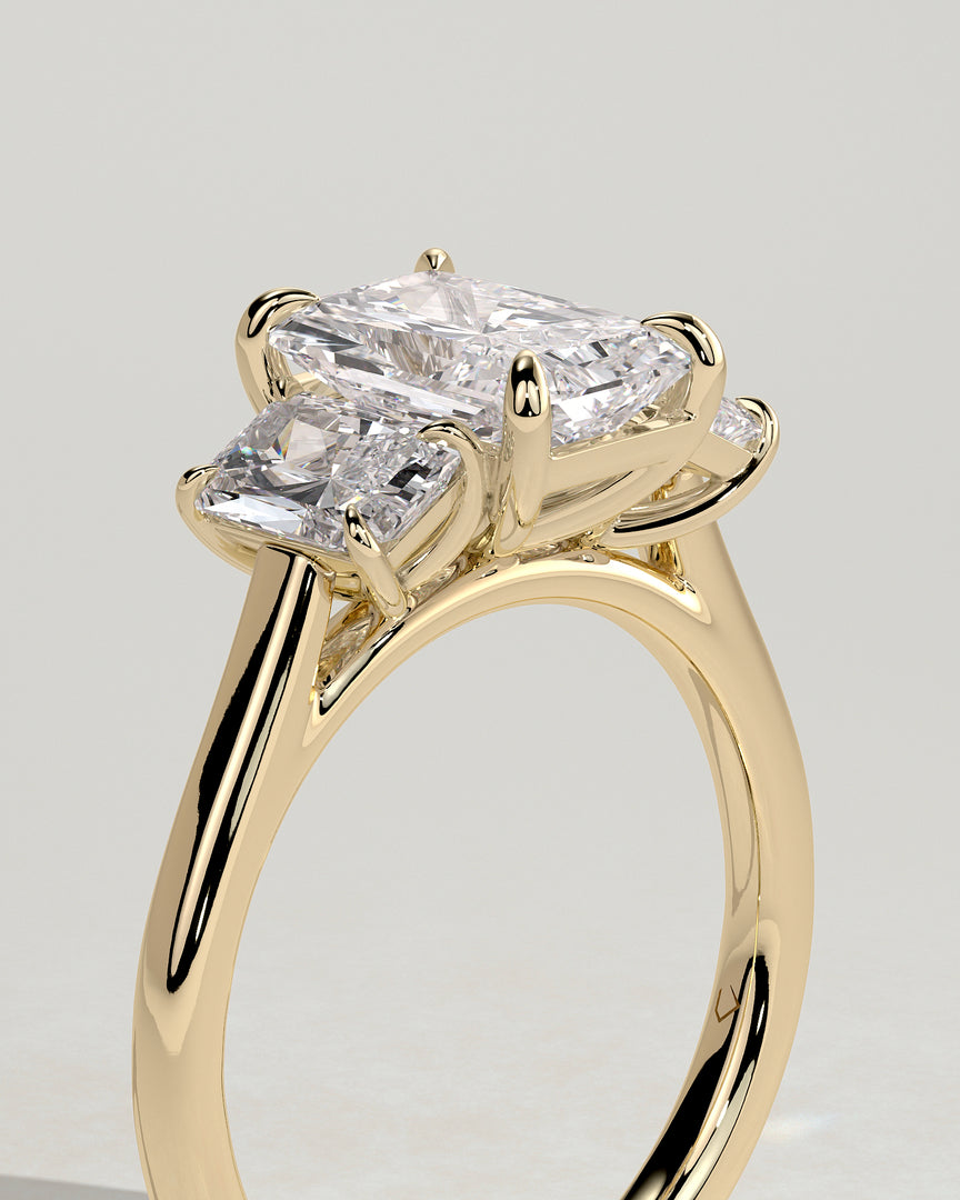 2 CT Radiant Cut Three Stone Engagement Ring - Moissanite Diamond