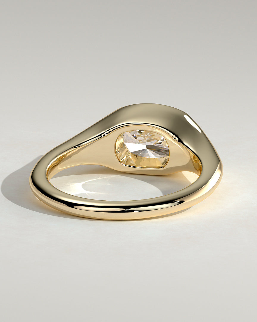 2 CT Elongated Cushion Cut Signet Engagement Ring - Moissanite Diamond
