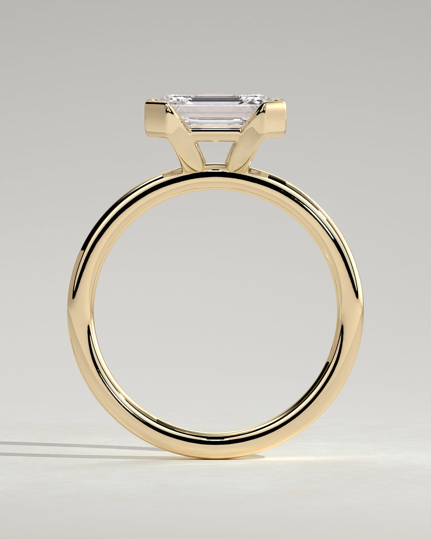 2 CT East-West Emerald Cut Engagement Ring - Moissanite Diamond