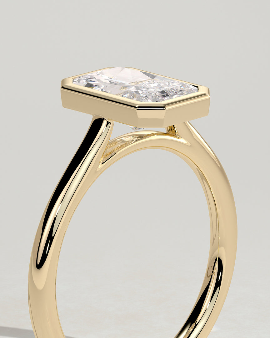 2 CT Radiant Cut Bezel Engagement Ring - Moissanite Diamond