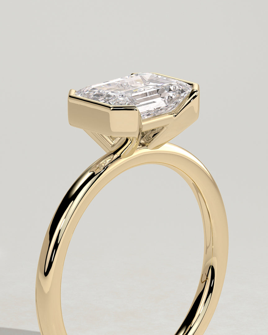 2 CT East-West Emerald Cut Engagement Ring - Moissanite Diamond