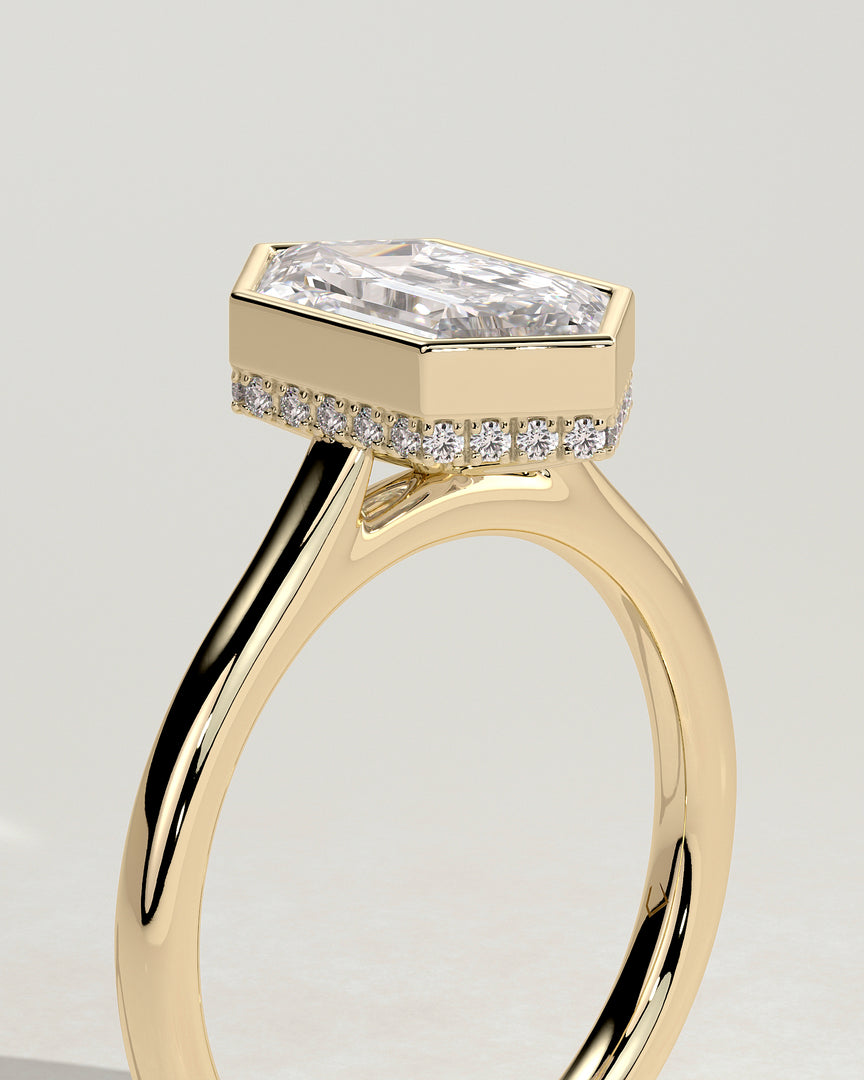 2 CT Hexagon Cut Bezel Engagement Ring - Moissanite Diamond