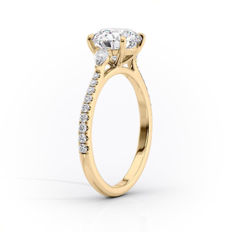 1 CT Emerald Cut Pave Three Stone Engagement Ring - Moissanite Diamond