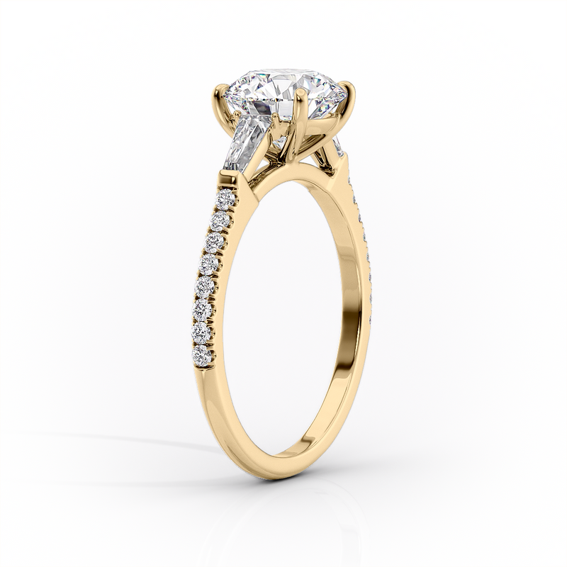 2 CT Asscher Cut Three Stone Pave Engagement Ring - Moissanite Diamond