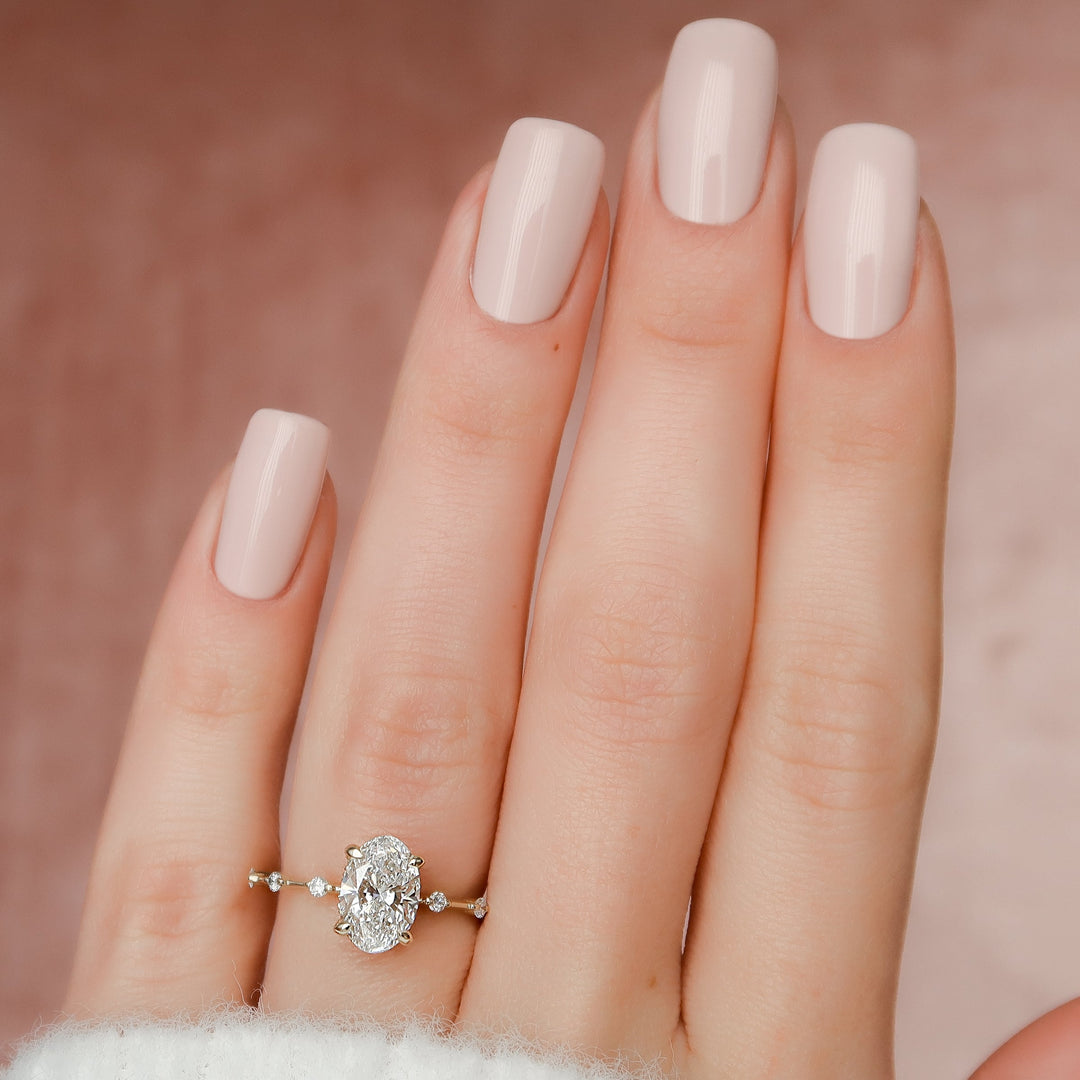 2 CT Oval Cut Petite Pave Engagement Ring - Moissanite Diamond