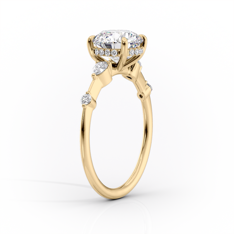2 CT Marquise Cut Petite Pave Engagement Ring - Moissanite Diamond