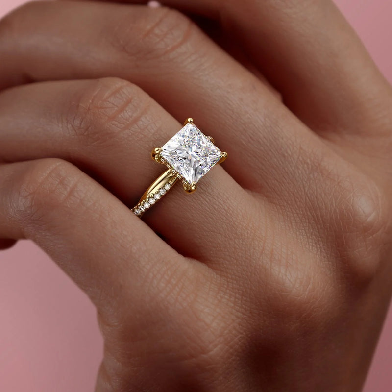 2 CT Princess Cut Infinity Hidden Halo Engagement Ring - Moissanite Diamond