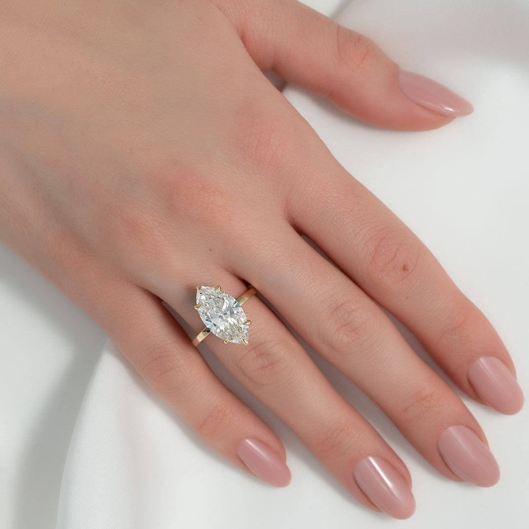 1 CT Marquise Cut Solitaire Engagement Ring - Moissanite Diamond