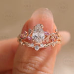 2 CT Pear Diamond,
Lab Grown Diamond,
IGI Certified Ring,
Pear Bridal Set,
Engagement Ring Set,
Nature Inspired Ring,