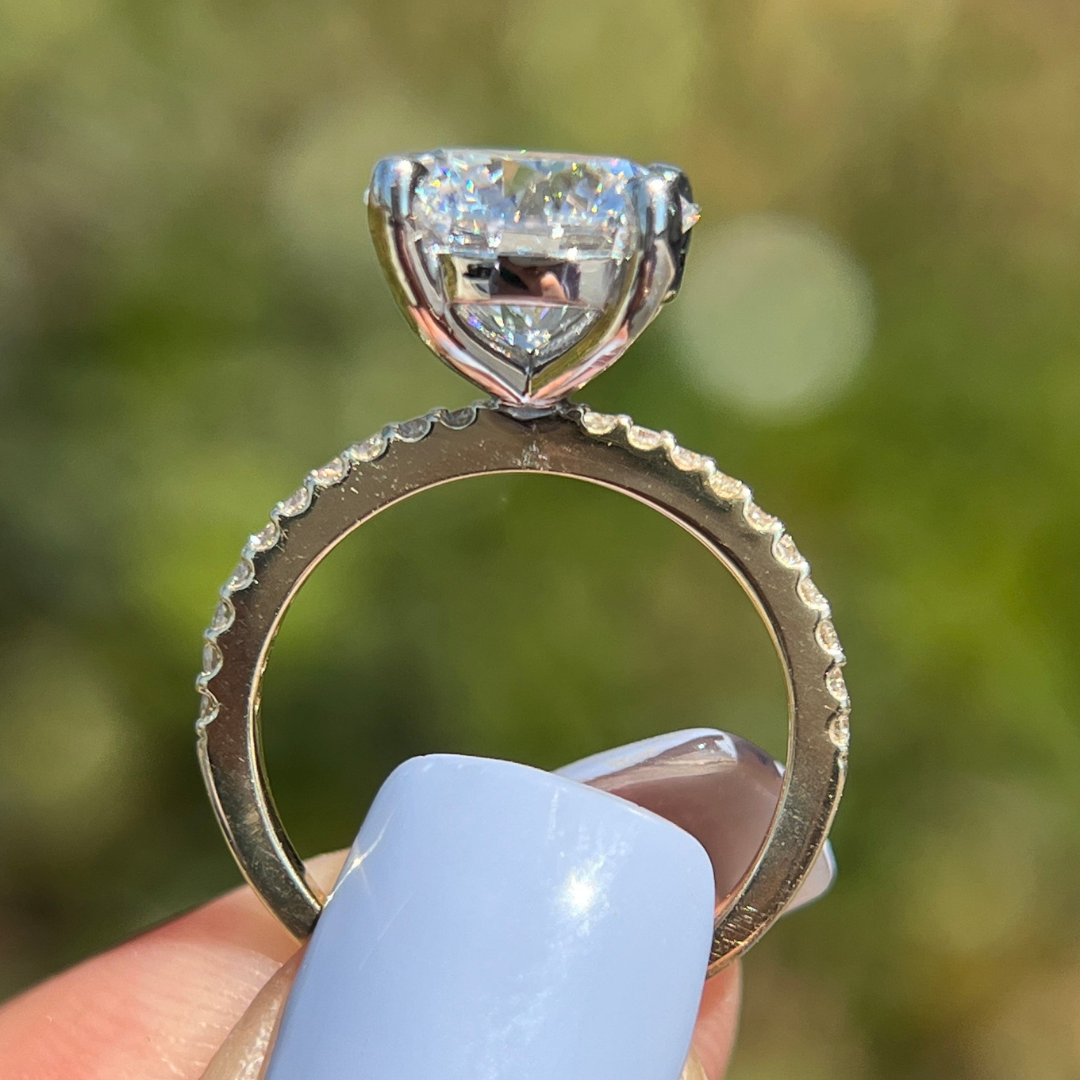 3 CT Round Cut Pave Engagement Ring - Moissanite Diamond