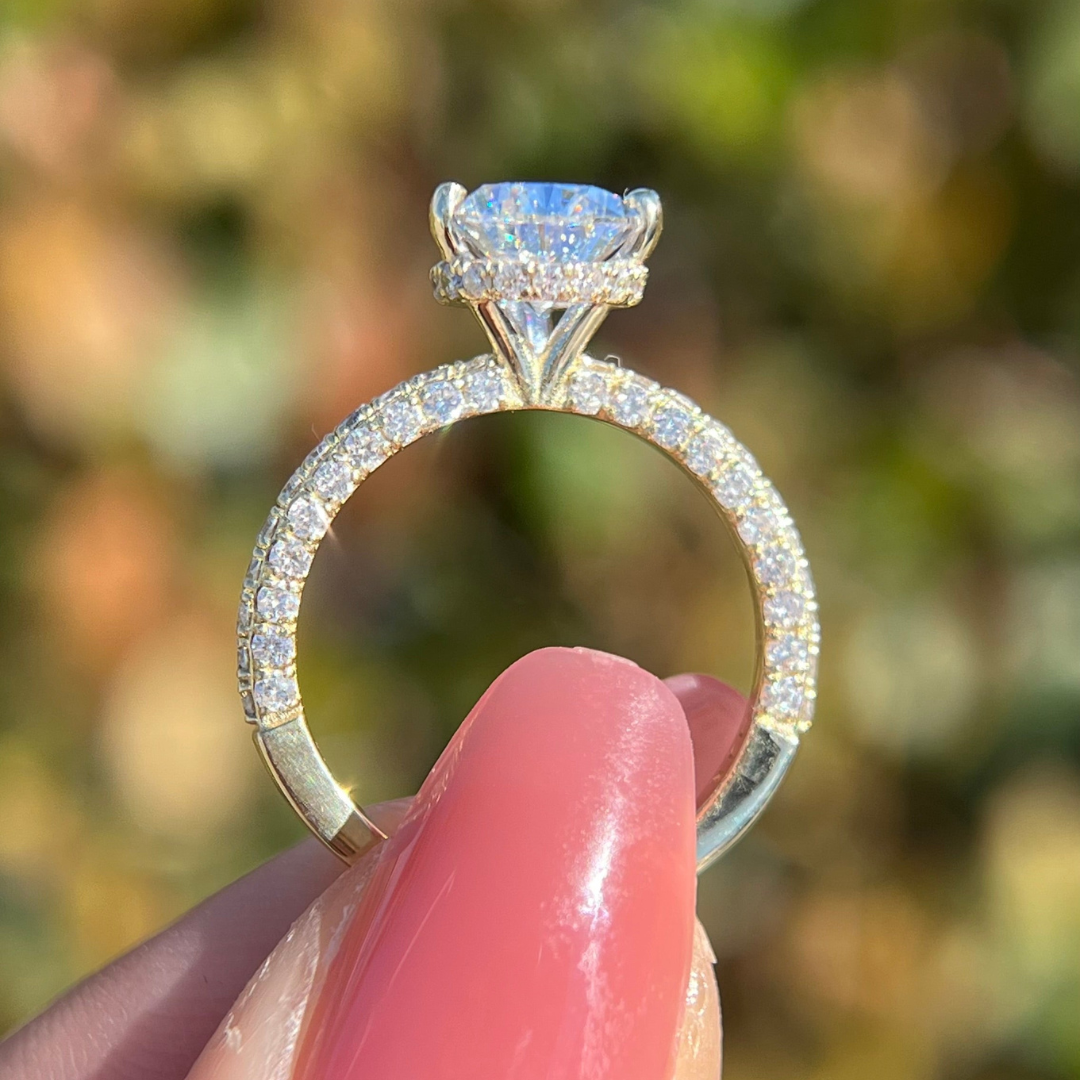 1 CT Pear Cut Pave Engagement Ring - Lab Grown Diamond