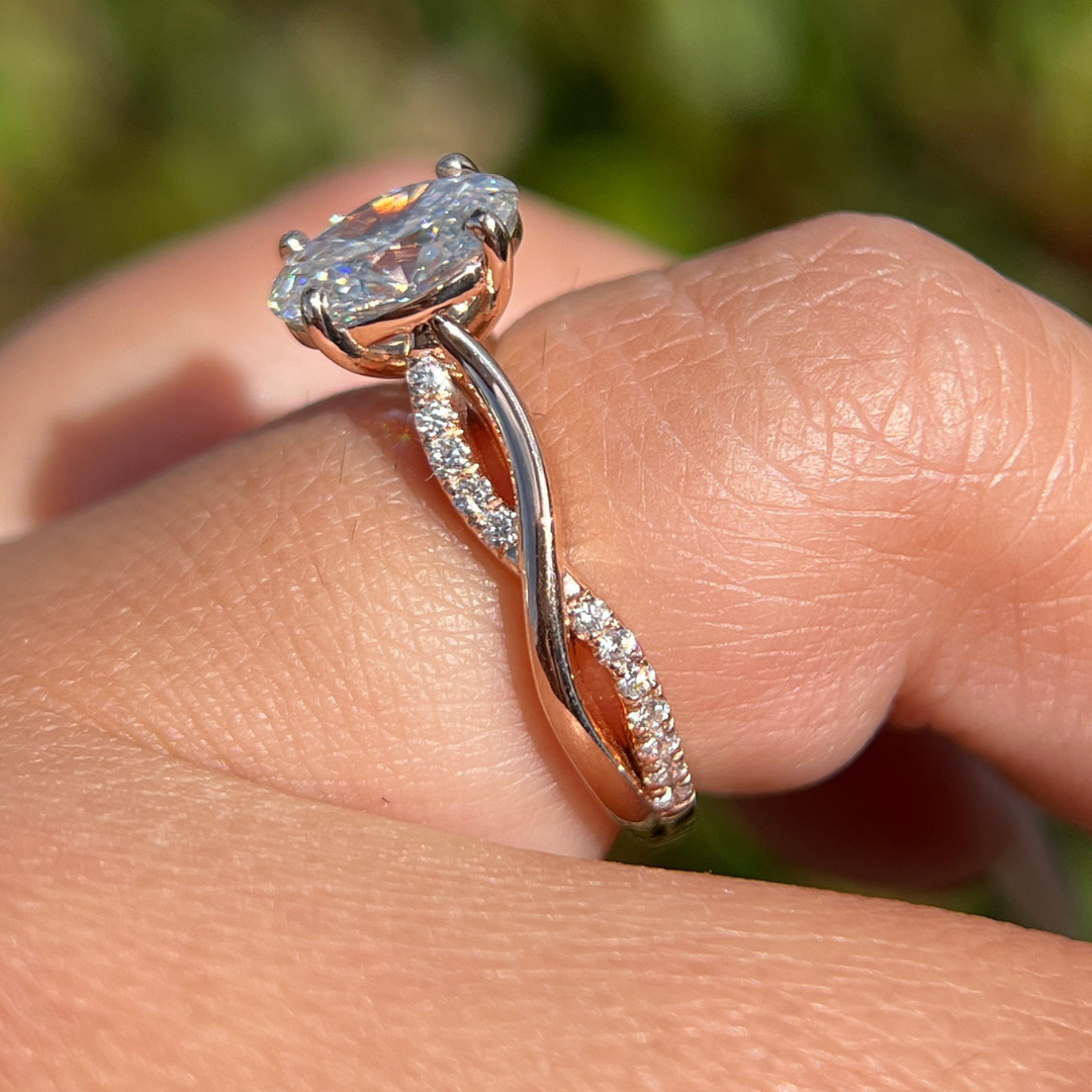 1 CT Oval Cut  Infinity Engagement Ring - Moissanite Diamond