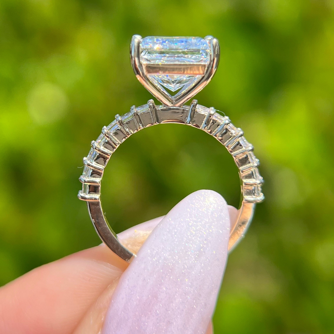 2 CT Princess Pave Engagement Ring - Moissanite Diamond