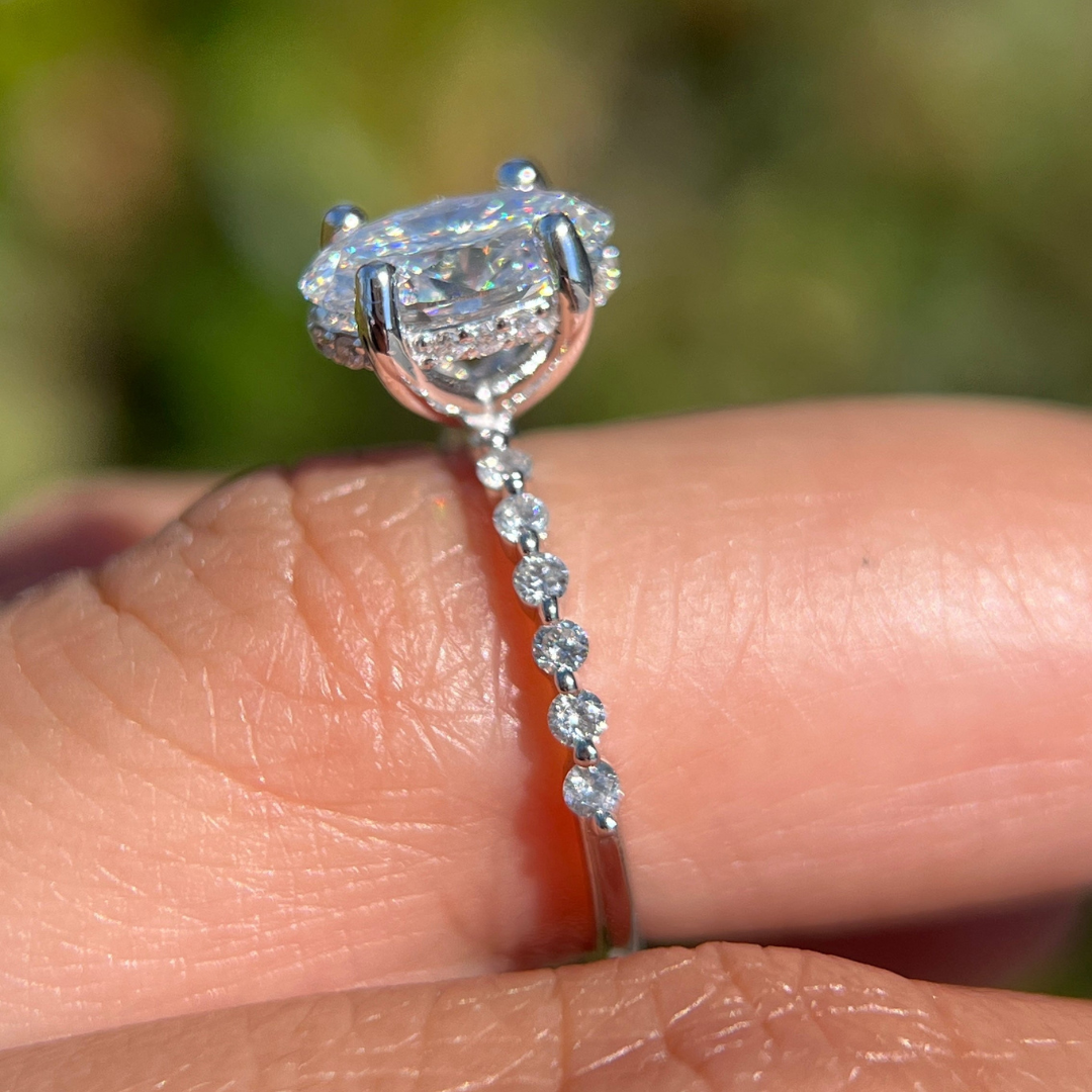 2 CT Oval Pave Engagement Ring - Moissanite Diamond