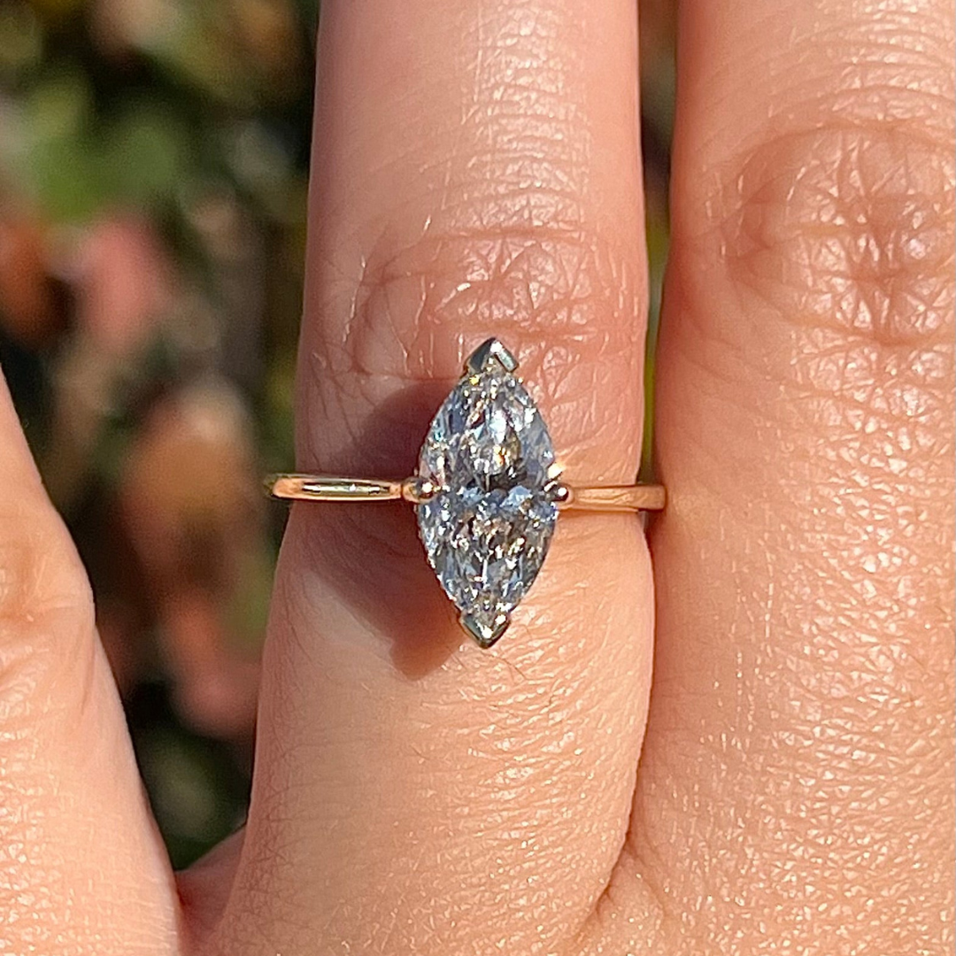 3 CT Marquise Cut Solitaire Engagement Ring - Lab Grown Diamond