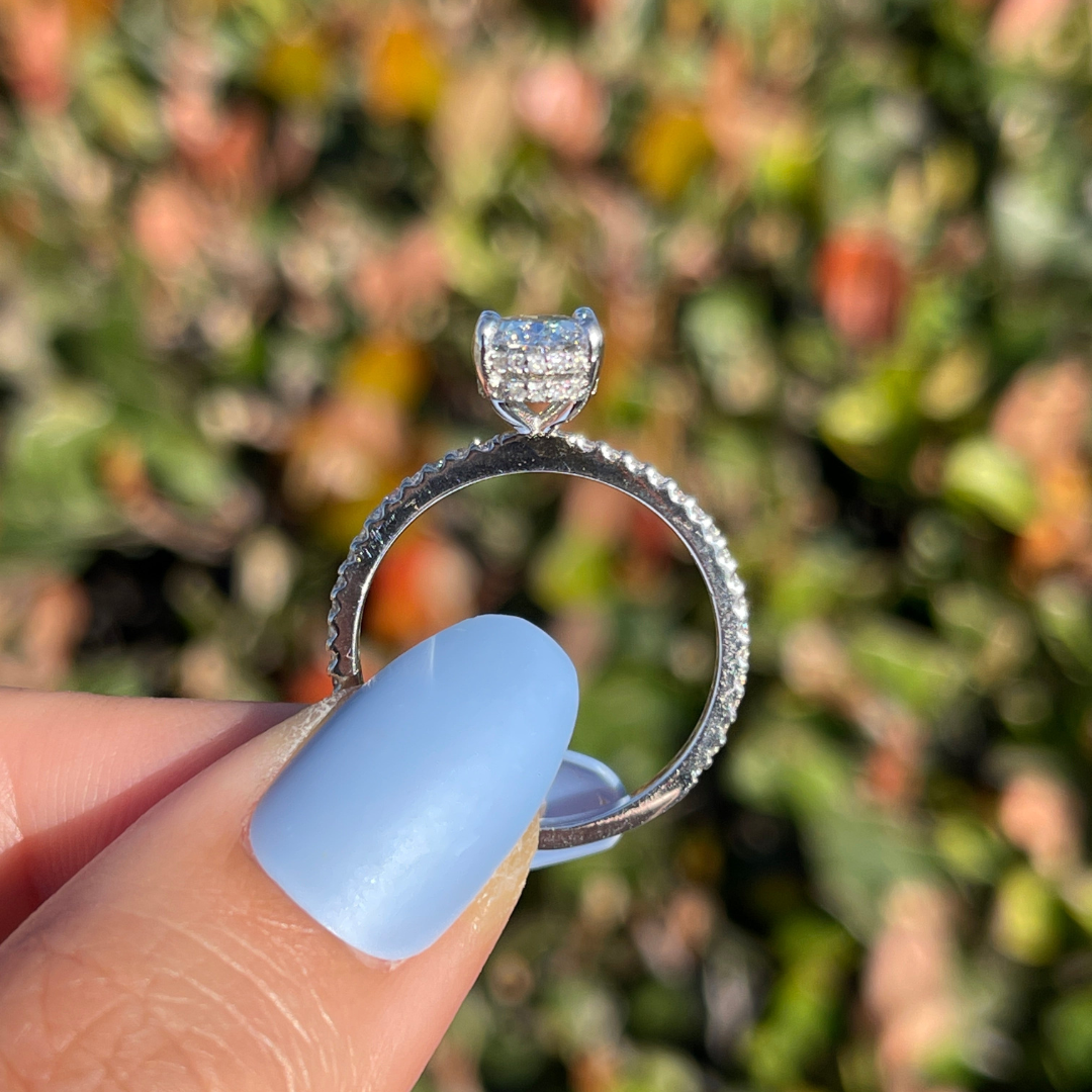1 CT Oval Cut Pave Engagement Ring - Lab Grown Diamond