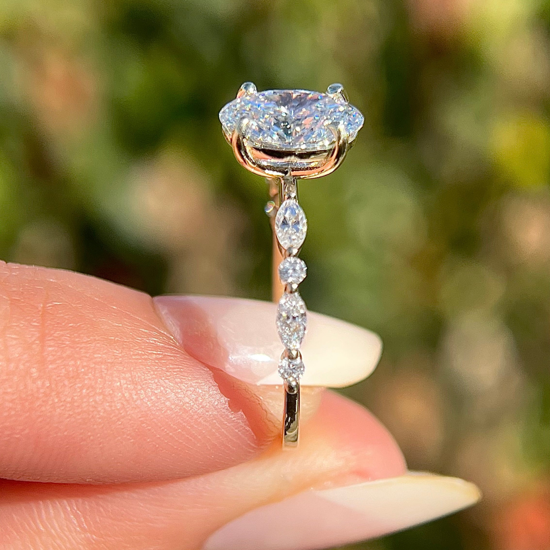 2 CT Oval Cut Pave Engagement Ring - Lab Grown Diamond