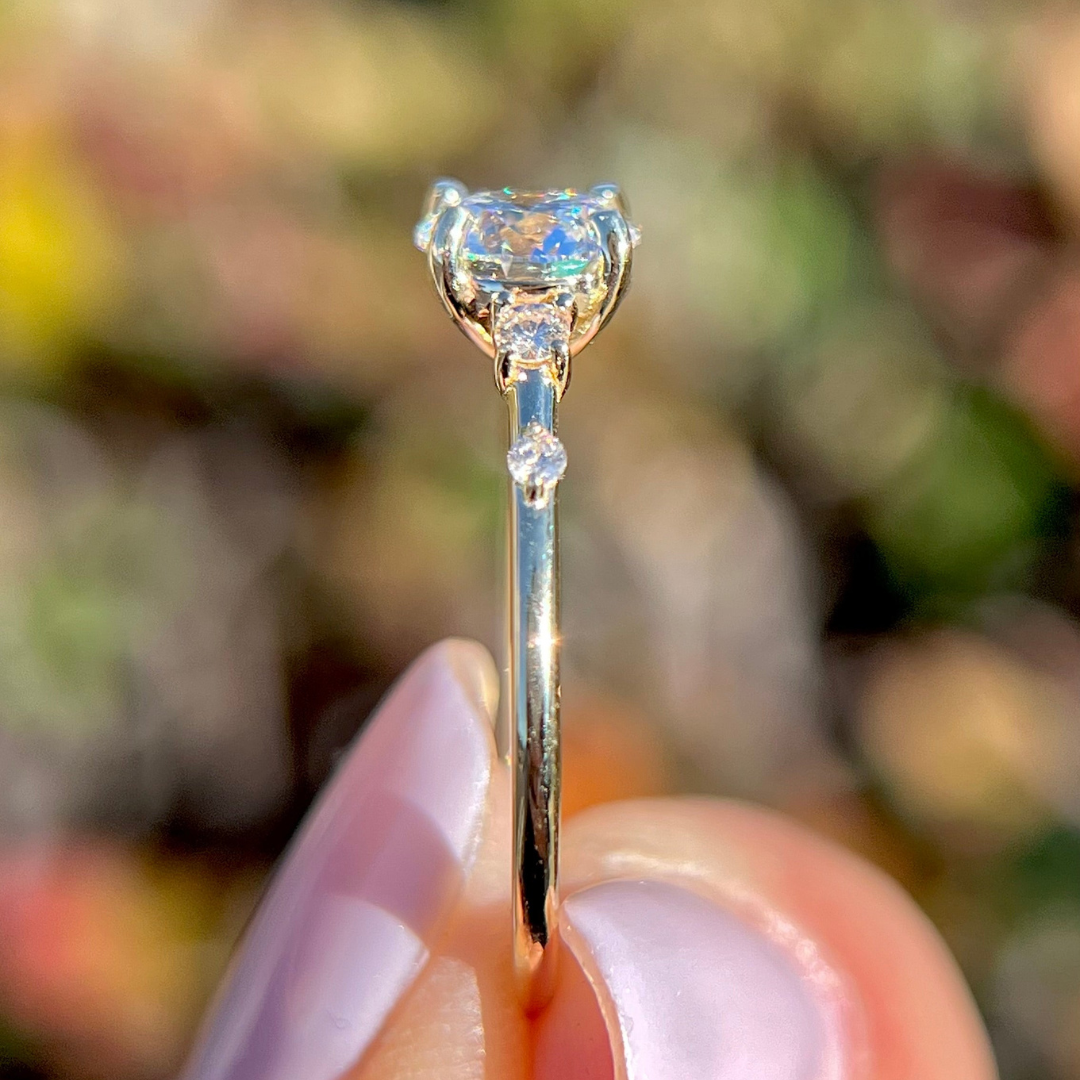 1 CT Round Cut Petite Pave Engagement Ring - Moissanite Diamond